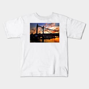 Albert Bridge Sunset River Thames London Kids T-Shirt